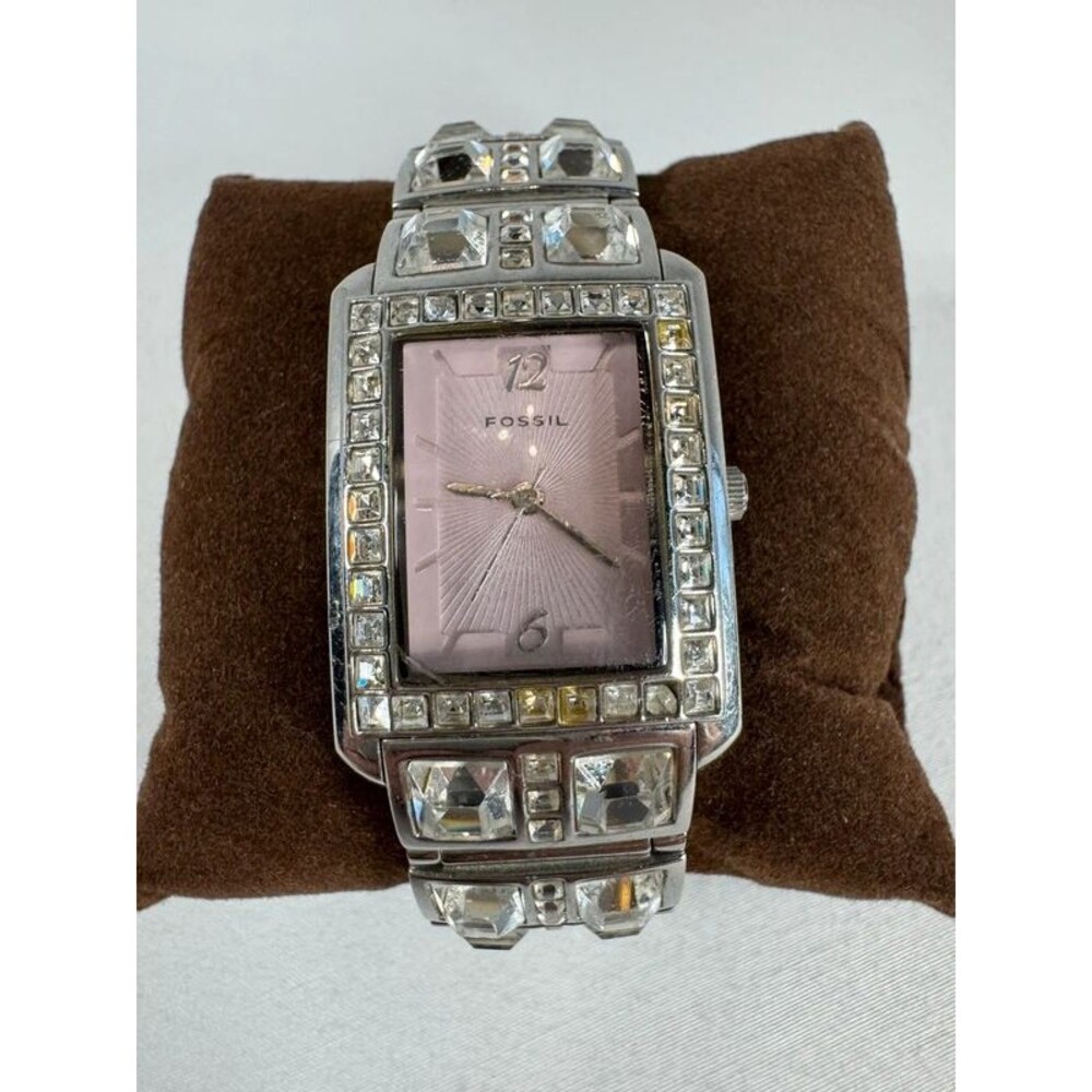 Vintage Y2K Fossil F2 ES-1712 Glitz Watch - Pink Dial & Crystals - New Battery